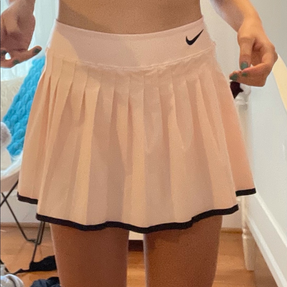 Popular light pink and black nike victory skirt